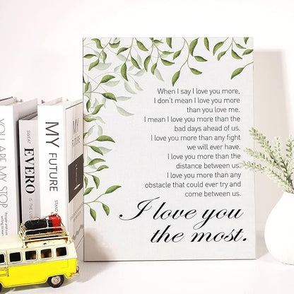 Canvas Wall Art When I Say I Love You More Quote Canvas Print Wedding Marriage Canvas Painting Home Wall Decor Framed Romantic Gift 12x15 Inch