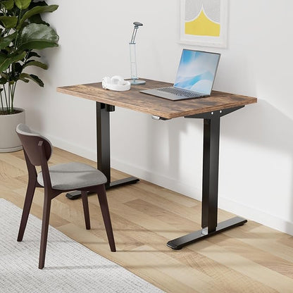 FLEXISPOT EN1 One-Piece Standing Desk with 1-Inch Thick Desktop, 48"x24" Electric Height Adjustable Desk for Home Office & Multi-Device Workstations, Rustic Brown