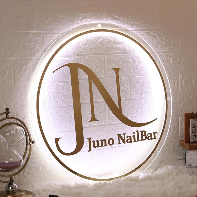 Custom Business Logo Neon Sign - Personalized Backlit Floating Sign with Illuminated Metal & Acrylic, Custom Storefront Logo Light for Salon, Nail, Hair Studio, Office, Bar & Shop Decor