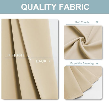 ChrisDowa Blackout Curtains 36 Inches Long for Living Room, Grommet Thermal Insulated Room Darkening Curtains for Bedroom (1 Panel Set, Biscotti Beige, 42 x 36 Inch)
