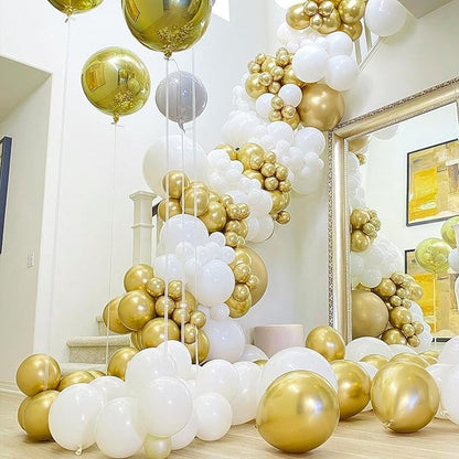 PartyWoo Gold Balloons 155pcs Different Sizes of 18 12 10 5 Inch Gold Balloon Arch Kit Garland for Birthday Wedding Anniversary Baby Shower Graduation Retirement Casino Party Decorations Gold-G101