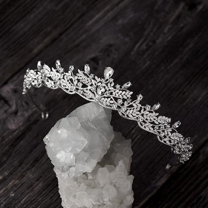 SWEETV Silver Tiara Crown for Women,Princess Tiaras for Girls,Crystal Retro Hair Accessories for Wedding Birthday Prom Pageant Quinceanera