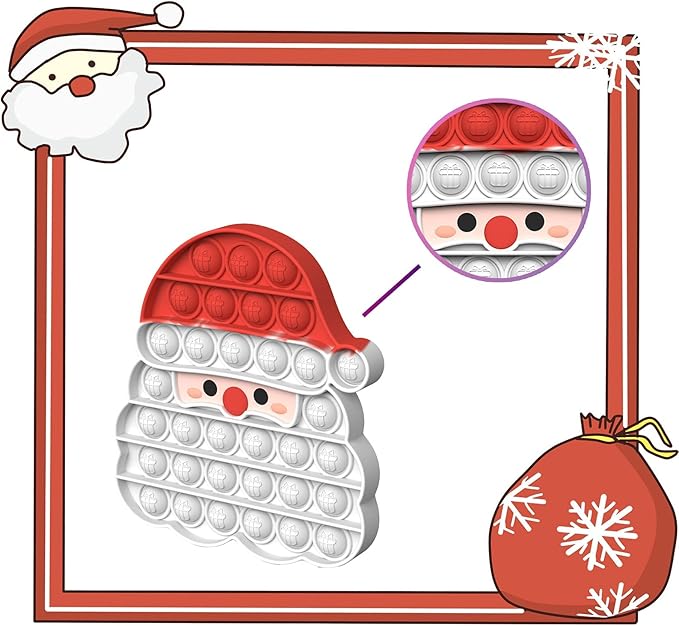 Christmas 2025 Silicone Bubble Press Toy Pack – Festive Holiday Stress-Relief Push-Bubble Sensory Toys with Santa Claus Gingerbread Man Tree, Gifts for Boys Girls Adult ADHD Party Decoration 3+