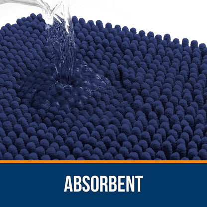OLANLY Bathroom Rugs 30x20, Extra Soft Absorbent Chenille Bath Rugs, Rubber Backing Quick Dry, Machine Washable Bath Mats for Bathroom Floor, Tub and Shower, Home Decor Accessories, Twilight Sapphire