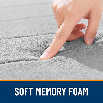 OLANLY Memory Foam Long Bathroom Rugs Runner 47x17, Super Soft Absorbent Bath Mat, Quick Dry, Machine Washable Shower Floor Rugs, Bathmat Carpet, Bathroom Home Decor Accessories, Light Gray