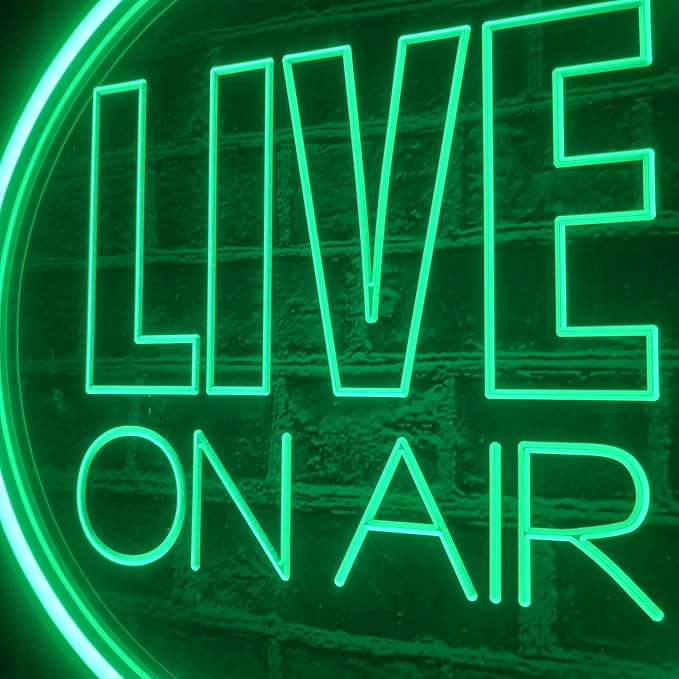 NOXTROND Live On Air Neon Sign, USB Powered Live On Air Light Sign, Dimmable Round Live Streaming LED Neon Night Light for Tiktok, Twitch Streamer, Gamer, Game Room, Studio Decor (Green)