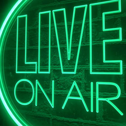 NOXTROND Live On Air Neon Sign, USB Powered Live On Air Light Sign, Dimmable Round Live Streaming LED Neon Night Light for Tiktok, Twitch Streamer, Gamer, Game Room, Studio Decor (Green)