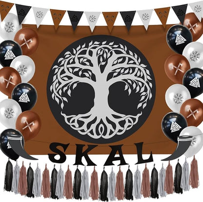 Hades Viking Decorations Party Box - Viking Wall Window Table Decorations - Viking Balloons Garlands Banner Backdrop Decor - Party Supplies for Adults Kids - Birthday Party Box