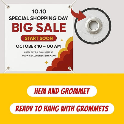 Custom Vinyl Banner with 150+ Sizes – Personalized Outdoor or Indoor Sign – Any Color & Design – Made in USA – Party, Business, Event Use