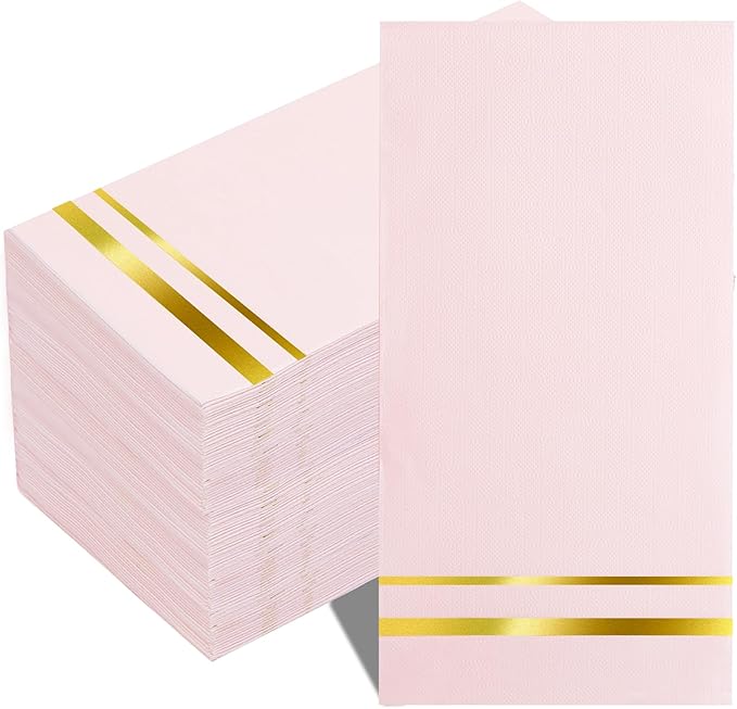 BUCLA 100-Count 3-Ply Disposable Pink Napkins - Pink Paper Napkins Disposable Premium Quality - Dinner Napkins Disposable Soft, Absorbent for Parties, Weddings&Mothers Day