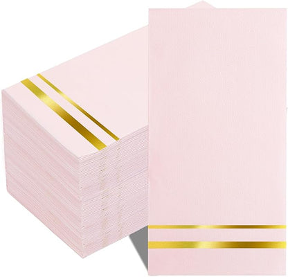 BUCLA 100-Count 3-Ply Disposable Pink Napkins - Pink Paper Napkins Disposable Premium Quality - Dinner Napkins Disposable Soft, Absorbent for Parties, Weddings&Mothers Day