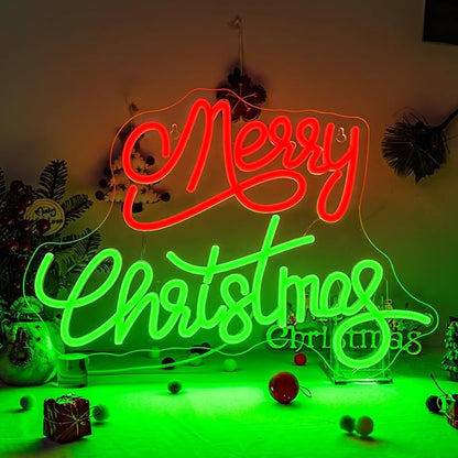 NOSUN Merry Christmas Neon Sign for Wall Decor Dimmable Merry Christmas Led Signs for Xmas Party Kids Bedroom Bar Pub Club Xmax Gift Decorations Bedroom Window Bar Club Shop Gift Decor