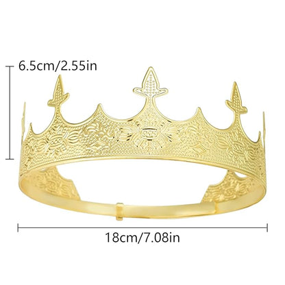 Generic King Crowns Metal Hair Band for Men Gold Crowns and Tiara for Theme Birthday Party Costume Accessories (Gold)