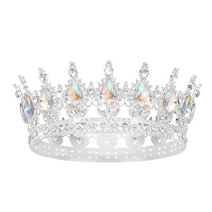 Queen Crown Rhinestone Wedding Crowns and Tiaras for Women Costume Party Hair Accessories Princess Birthday Crown Crystal Bridal Crown (Silver & Moonlight Crown)