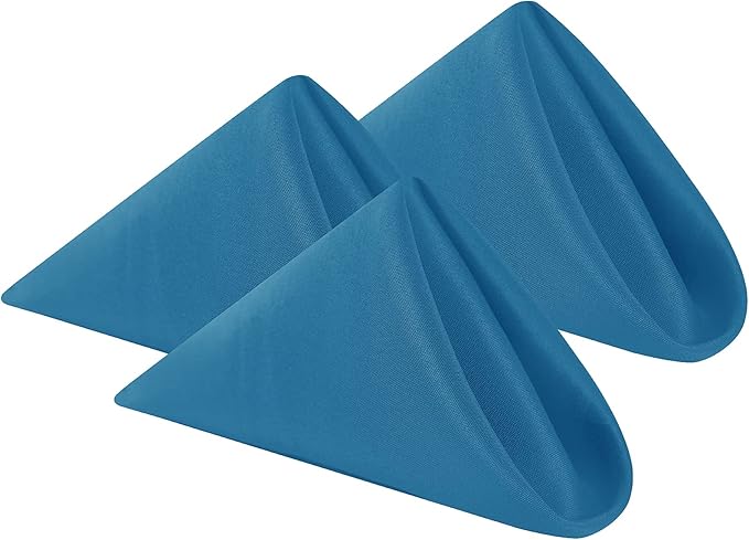 Cupuamon Cloth Napkins 17x17 inch Washable Polyester Dinner Napkins Soft Table Napkins for Wedding Party Dining Banquet(Mediterranean Blue,12PCS)