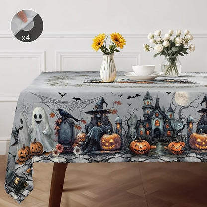 Eikione Rectangular Tablecloth 140x180inch, Halloween Bat Little Devil Tablecloth Waterproof and Wrinkle-Free, Table Covers, Summer Decorations for Home Dining
