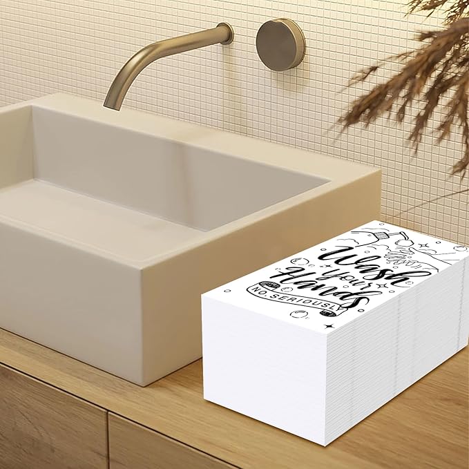 100 Pcs Disposable Hand Towels for Bathroom - 3-Ply Premium Quality Paper Guest Towels Disposable Bathroom Guest Napkins for Powder Room Wedding Birthday Holiday Anniversary Party