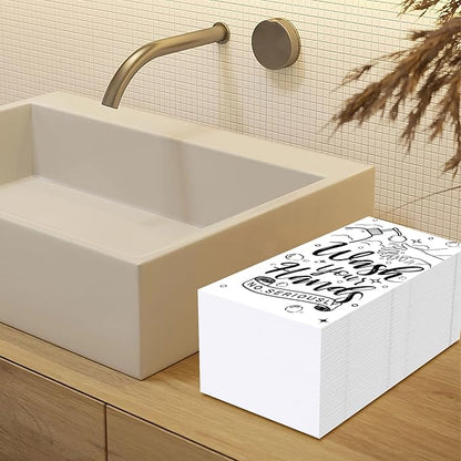 100 Pcs Disposable Hand Towels for Bathroom - 3-Ply Premium Quality Paper Guest Towels Disposable Bathroom Guest Napkins for Powder Room Wedding Birthday Holiday Anniversary Party