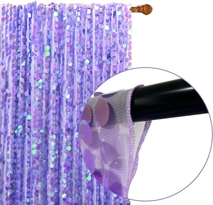 Big Sequin Backdrop Curtains, Sequin Fabric Photography Backdrop, Shimmer Photo Backdrop Payette Sequins Curtain Panels for Wedding Party Christmas Decor - 9x9FT, Iridescent Purple