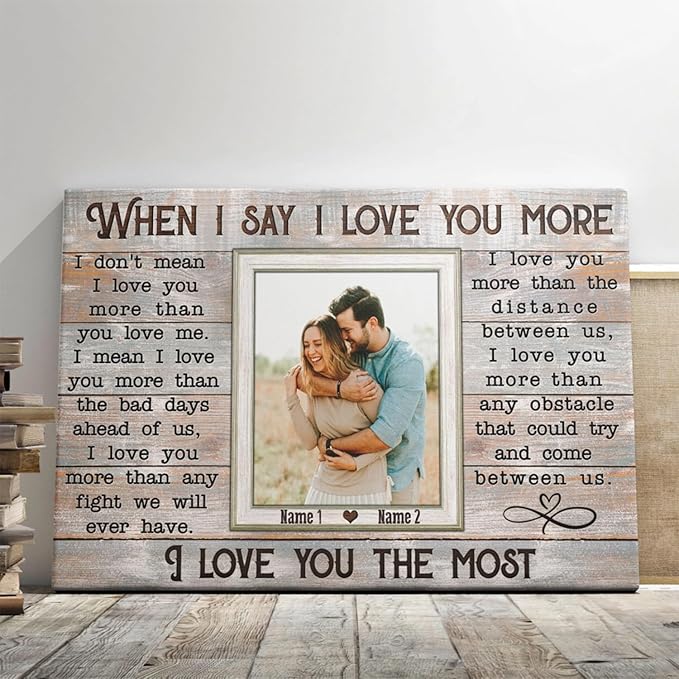 Dem Canvas Personalized Canvas Prints, Custom Love Canvas, When I Say I Love You More Wedding Gifts For Couple Canvas Anniversary Valentine Gift For Wedding Canvas (24x16)