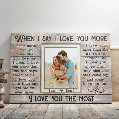 Dem Canvas Personalized Canvas Prints, Custom Love Canvas, When I Say I Love You More Wedding Gifts For Couple Canvas Anniversary Valentine Gift For Wedding Canvas (30x20)