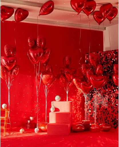 48 PCS Red Shimmer Wall Backdrop, Square Sequin Photo Backdrops Panel, Glitter Wall Background for Birthdays, Weddings, Christmas, Engagements, Disco Bachelorette Party Decoration (6FTx8FT)