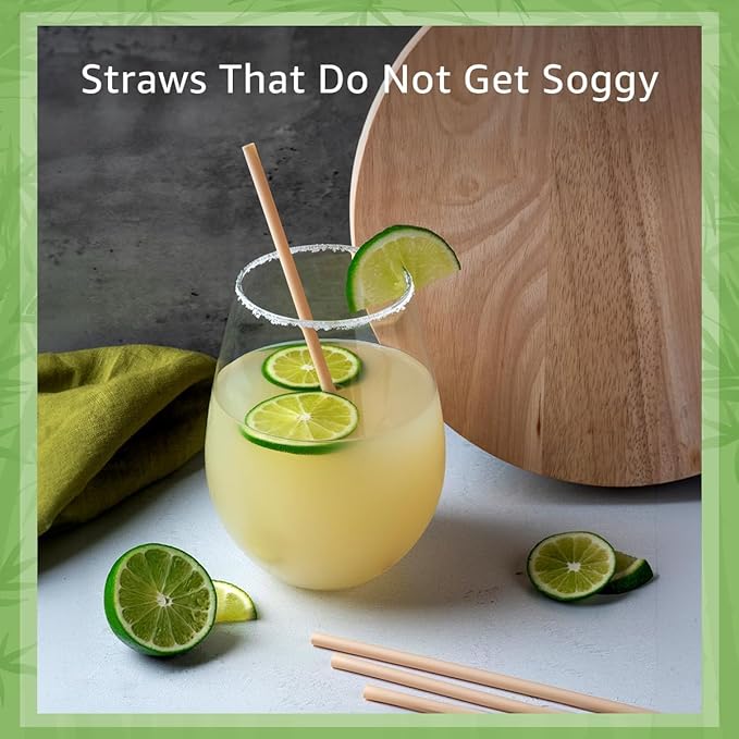 Ibambo Powder Bamboo Straws (250-Pack) - 7.88" Disposable Straws Individually Wrapped | 100% Compostable | Durable & Biodegradable | Made for Hot & Cold Drinks | Perfect for Weddings, Parties & Events