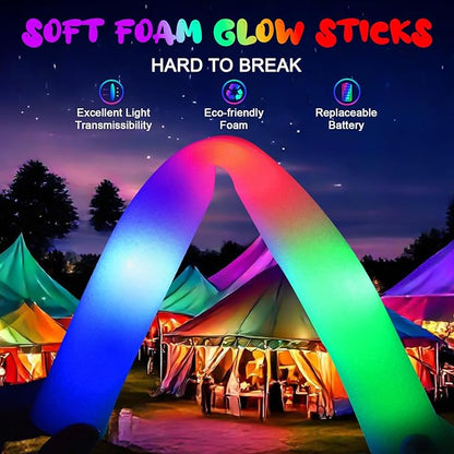 120 PCS Foam Glow Sticks with 3 Modes Colorful Flashing, LED Light Sticks, Glow in the Dark Party Suppliesfor Wedding, Raves, New Year Carnival