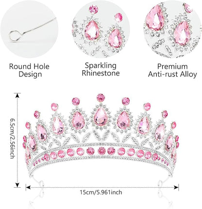 3 Pack Crystal Tiara and Princess Crown,Bridal Wedding Queen Headbands Prom Pageant Birthday Party Hair Accessories