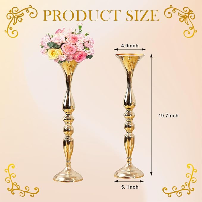 8 Pcs Wedding Flower Stand Metal Flower Centerpieces Stand for Table Hyuetrsa 20 Inch Tall Wedding Flower Vase Centerpieces for Reception Flower Arrangement Candle Holder Party Dinner Home Décor