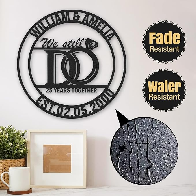 Personalized Anniversary Wedding Gifts for Couples, Custom Metal Sign with Couples Name and Date, Last Name Sign, Metal Art Wall Decor, Home Decor, Engagement Bridal Shower Gifts Color02