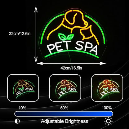 Pet SPA Neon Sign Dog And Cat LED Neon Light for Wall Decor Dimmable USB Powered Animal SPA for Pet Shop Pet Beauty Salon Pet Grooming Home Decor
