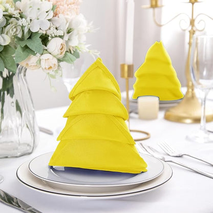 50pcs Polyester Cloth Napkins - 20 x 20 inch Yellow Dinner Washable Napkins with Hemmed Edges for Restaurant/Wedding/Hotel(50,Yellow)