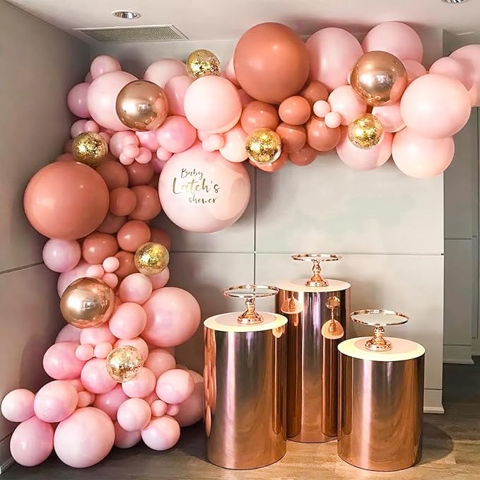 PartyWoo Dusty Pink Balloons 4pcs 36 Inch Blush Pink Dusty Rose Boho Netural Latex Helium Balloons for Wedding Baby Shower Anniversary Princess Girl Birthday Party Butterfly Theme Decorations Pink-F01