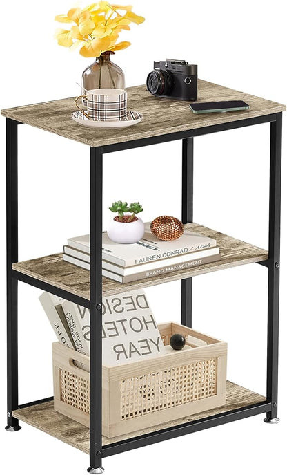 VECELO Tall End Side Table,30" Height Nightstand with 3-Tier Storage Shelf for Living Room Bedroom Office Hallway Study
