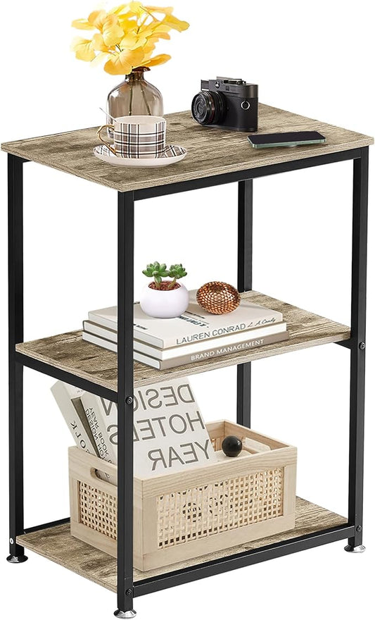 VECELO Tall End Side Table,30" Height Nightstand with 3-Tier Storage Shelf for Living Room Bedroom Office Hallway Study