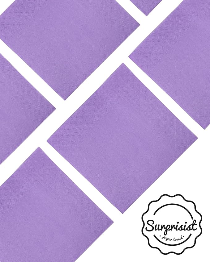 Bright Purple Cocktail Napkins 5 * 5inch disposable Beverage Napkin paper for Cocktail, Wedding, Dinner，Birthday Party Dessert Wine Paper Napkins（ 120 Count）
