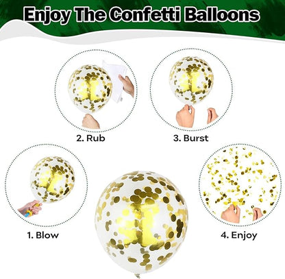 Green Balloons Set 12 Inch Dark Green Gold Balloons 35 Pcs Metallic Green Macaron Blue Balloons Set Jungle Safari Dinosaur Theme Balloon for Boys Men Wedding Baby Shower Birthday Party Decorations