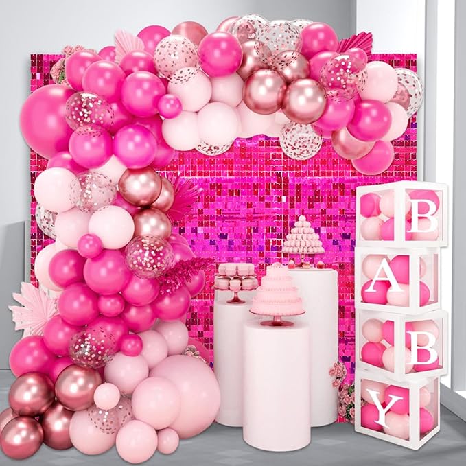 48 PCS Hot Pink Shimmer Wall Backdrop, Laser Square Sequin Photo Backdrops Panel, Glitter Wall Background for Birthdays, Weddings, Halloween, Engagements, Disco Bachelorette Party Decoration (6FTx8FT)