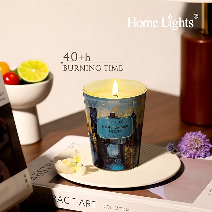 HomeLights High Summer Night Scented Candles | 6.7oz Soy Candles Industrial Chic Large Candle Jars | Ideal Candle Gifts for Events, Home Decor Stress, Relief & Relaxation
