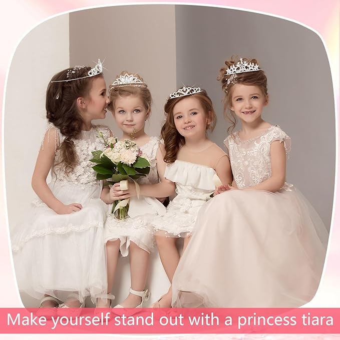 32 Pieces Girls Crystal Tiara Crown Rhinestone Tiara Headband Crystal Princess Tiaras Silver Heart Crown Headband for Wedding Prom Birthday Party Hair Jewelry (Pretty Style)