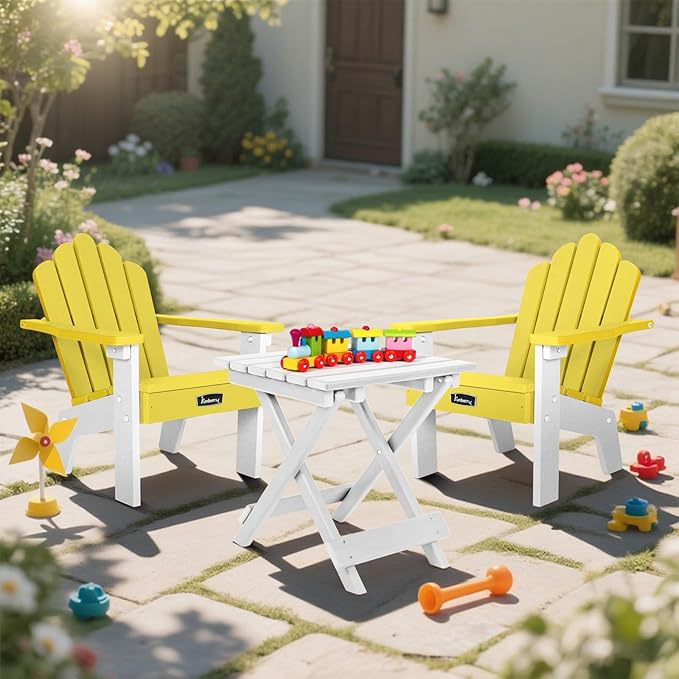 FUNBERRY Kids Outdoor Chair, CPC Certified HDPE Kids Adirondack Chairs, All Weather Easy Installation Toddler Outdoor Chair with Ergonomic Design for Patio, Garden, Picnic, Backyard, Beach