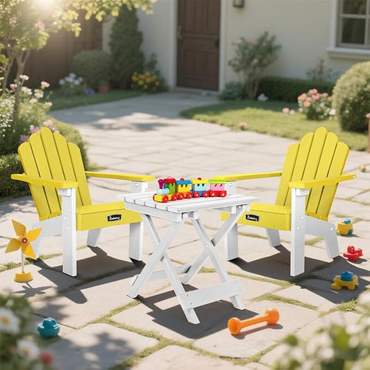 FUNBERRY Kids Outdoor Chair, CPC Certified HDPE Kids Adirondack Chairs, All Weather Easy Installation Toddler Outdoor Chair with Ergonomic Design for Patio, Garden, Picnic, Backyard, Beach