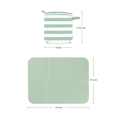 Ubbi On-The-Go Changing Baby Mat with Carrying Bag, Soft and Comfortable Diaper Bag Accessory Must Have for Newborns, Easy to Clean, Portable Changing Pad, Sage Green