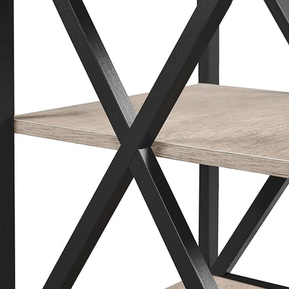 Yaheetech End Table Living Room, 3-Tier Side Table with Storage Shelves for Home Office, Industrial X Design Sofa Tables with Strong Metal Frame, Easy Assembly, Gray