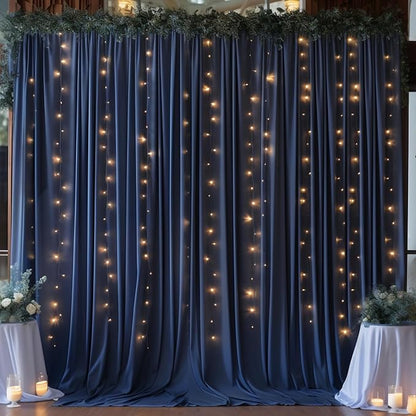 8 Panels Navy Blue Backdrop Curtain for Parties Wrinkle Free Photo Curtains Backdrop Drapes Fabric Decoration for Wedding Birthday Party Baby Shower 40ft(W) x 10ft(H)