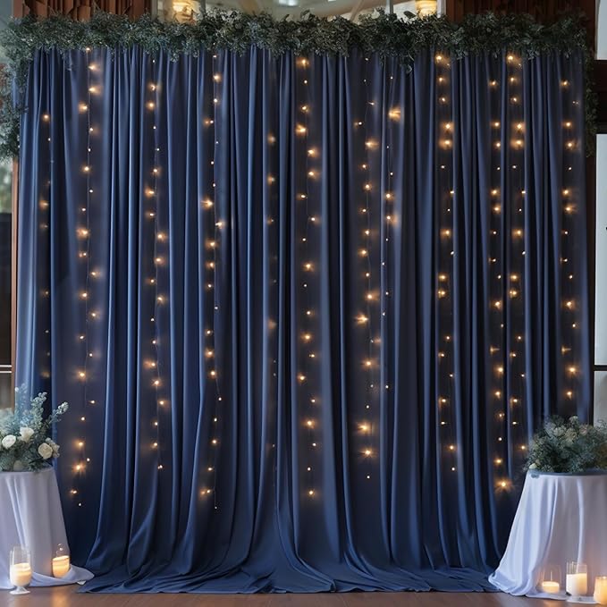10x10 Navy Blue Backdrop Curtain for Parties Wrinkle Free Photo Curtains Backdrop Drapes Fabric Decoration for Wedding Birthday Party Baby Shower 5ft x 10ft,2 Panels
