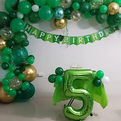 Green 4 Balloons, 40 Inch Large Foil Number Balloons Set 0-9, Self Inflate Digital 4 Helium Balloon for Boys Girls Men Women Jungle Birthday Anniversary Party Decorations Photo Shoot Supplies