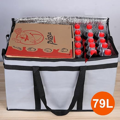 Bodaon 2-Pack Insulated Food Delivery Bag for Hot and Cold Meal, XXX-Large Grocery Tote Insulation Bag for Catering, Pizza Warmer, Cooler/Thermal Bags, Grey