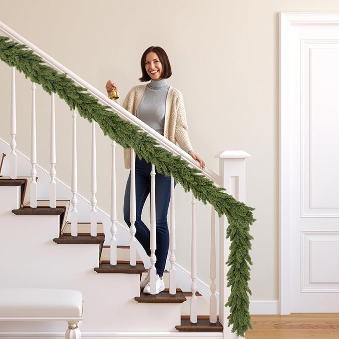 Christmas Garland 6ft, Artificial Norfolk Pine Garlands, Real Touch Garlands for Decoration Christmas, Christmas Cedar Garland for Table, Mantle, Wall, Fireplace, Indoor (Greenery Cypress Garland)